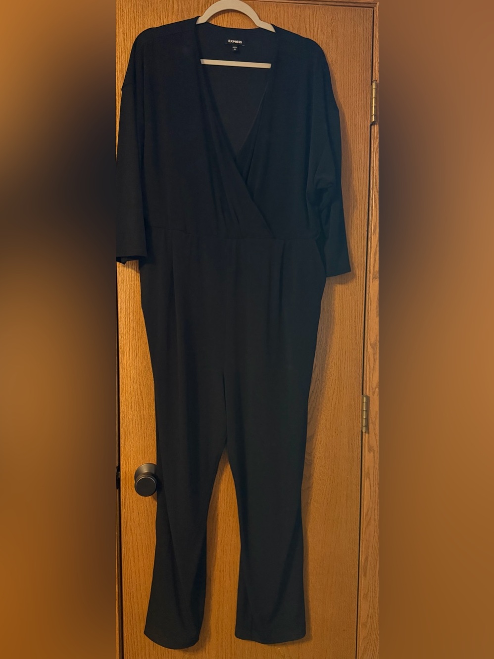 Express Black V-Neck Wrap Jumpsuit XL